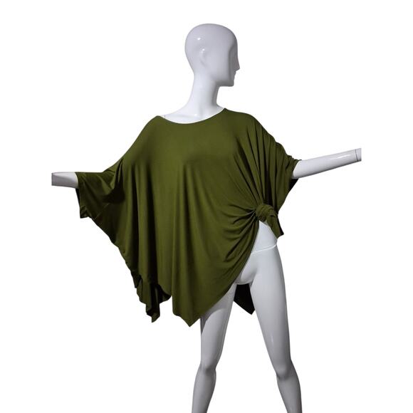 P. Cill Oversized Draped Asymmetrical Women's size S/M Slouchy Batwing Comfy Top - Picture 3 of 13